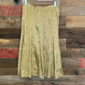 INC International Concepts gold silk skirt
